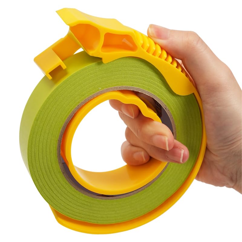 TAPEBEAR Green Painters Tape with Dispenser 21-Days Clean Removal, Washi Masking Tape 24mm x 55m, Medium Adhesion Indoor Outdoor Multi-Surface Painting with Sharp Lines for Car/Wall