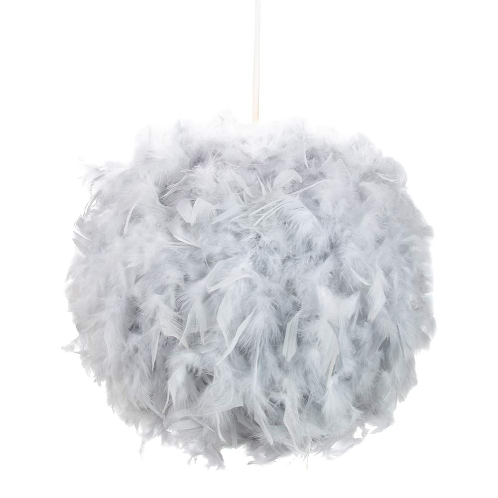 Eye-Catching and Modern Small Grey Feather Decorated Pendant Lighting Shade b...
