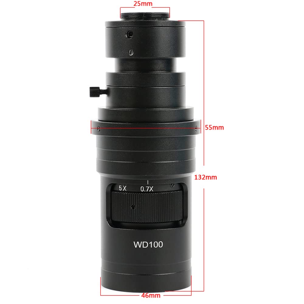 4K 8MP HDMI USB Cámara de medición de microscopio Industrial Grabadora de Video de Almacenamiento en Disco U y Lente de Montaje en C 200X con luz de Anillo Ajustable de 56 LED