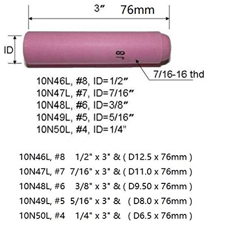 Image of RIVERWELD TIG Alumina Nozzles Ceramic Cups 10N46L #8L 1 /2 inch 12.5mm 10pcs