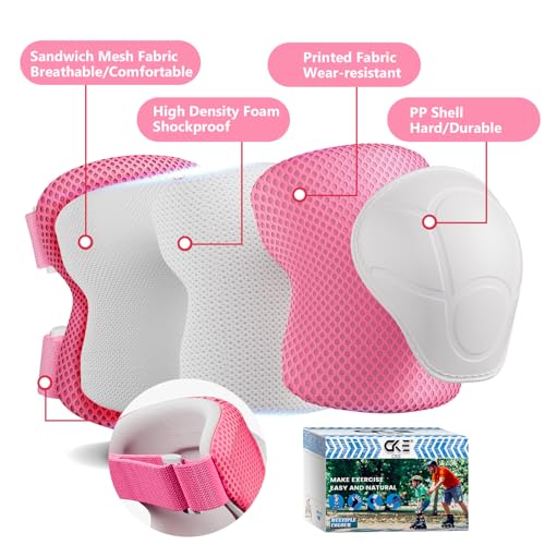 Image of CKE Toddler Knee Pads and Elbow Pads with Wrist Guards for Kids, Size M | 3-in-1 knee pads for kids with wrist guards. Kids knee pads and elbow pads for skating, cycling, rollerblading and scooters