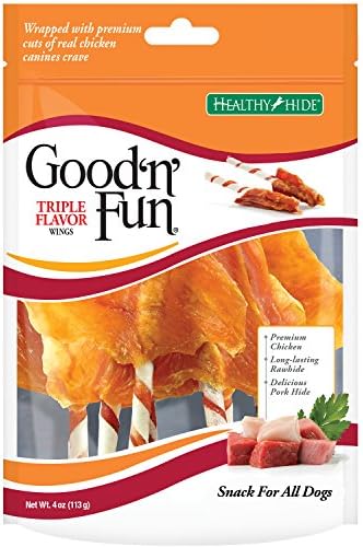 Good 'N' Fun Triple Flavor Wings, Made with Real Meat, Treats for All Dog Sizes