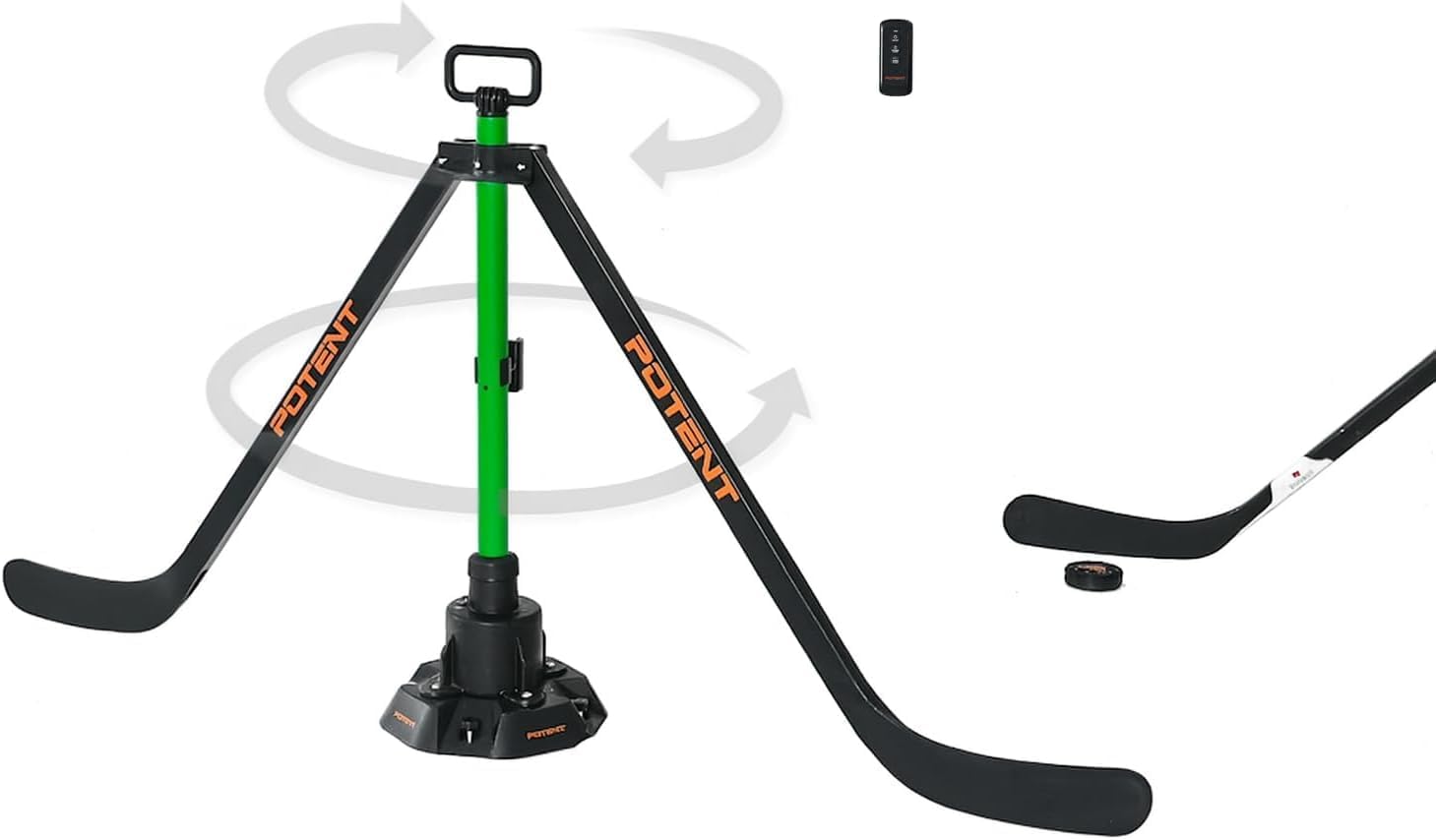 Potent Spin Defender Hockey Stickhandling Trainer – Smart Rotating Defense System with Dual-Speed Motor, Remote Control & Adjustable Arms for Reaction Training, Puck Control & Defensive Awareness