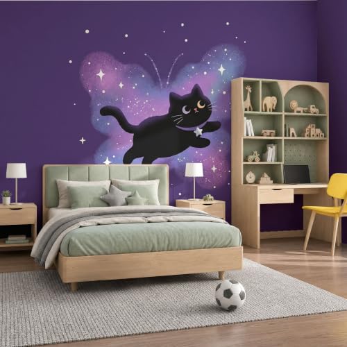 Papier peint mignon chat noir pour créer un salon cocooning