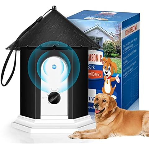 Durable Anti Barking Device, Dog Barking Deterrent with 4 Adjustable Sensitivity & Frequency, Training Tools Up to 50 Ft Range, Outdoor and Weatherproof Birdhouse Dog Barking Control Devices Cover