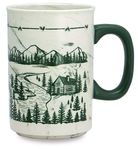 Cape Shore Taza de cerámica pesada de 510.3 g, varios estilos disponibles (escena de montaña)