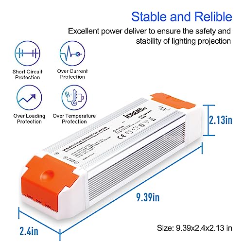 Image of 60W Dimmable Led Driver, 12V Triac ELV /MLV Dimmable Power Supply,120AC to 12 Volt DC Transformer Compatible with Lutron and Leviton Dimming Switches for LED Strip Lights