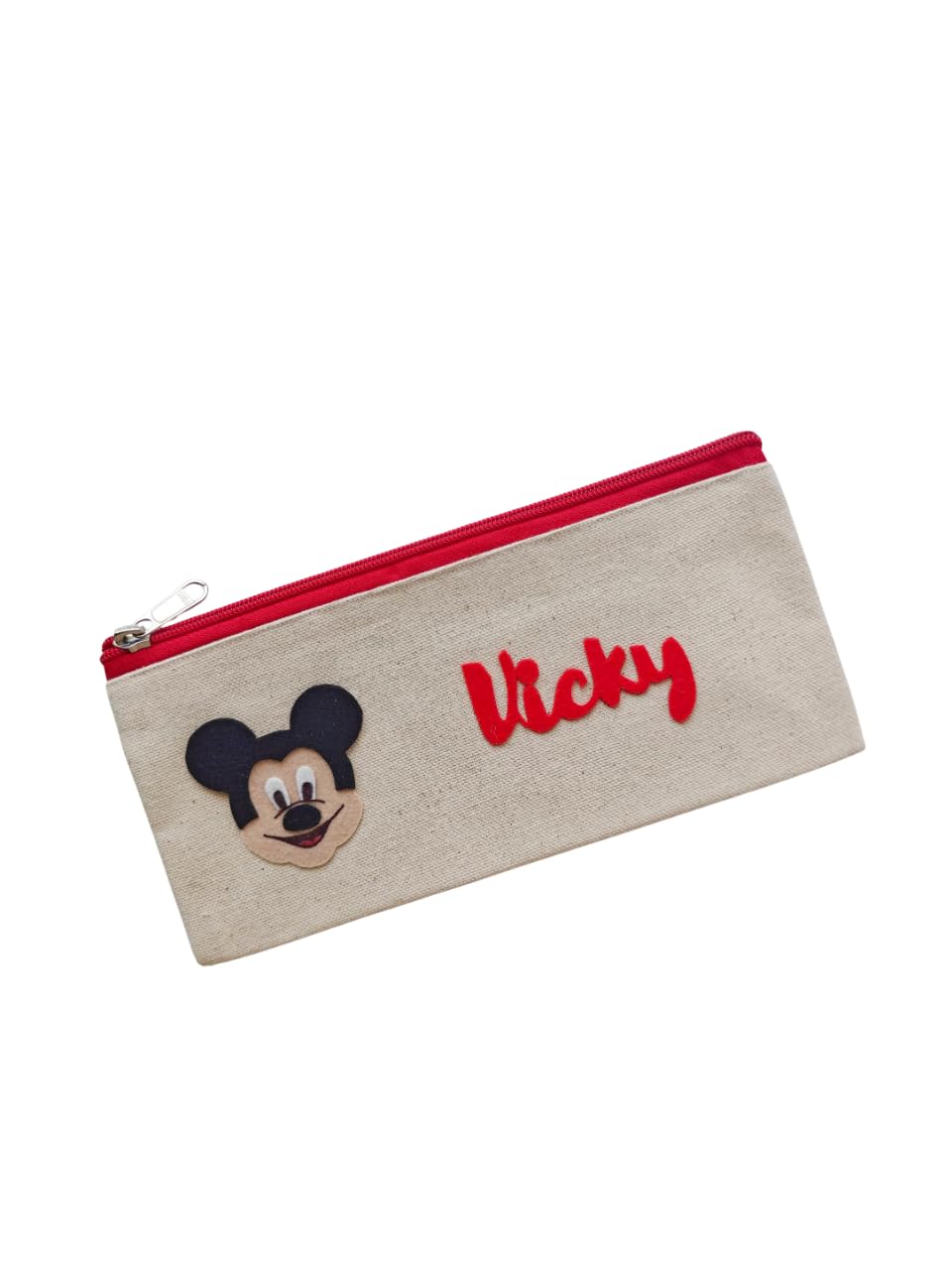 Micky Mouse Theme Personalised Pouch, Custom Name Zipper Bag for Kids, Stationery, Return Gift-image-1