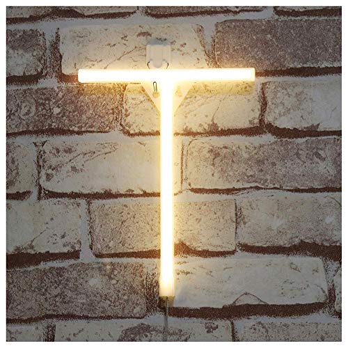 Image of ENUOLI Neon Letter Lighting up Words Neon Sign Alphabet Letter Sign(T) | Battery /USB Operated LED Marquee Word Neon Lamps Party Accessories Wall Hanging Decor for Birthday Wedding Party Bar Bedroom