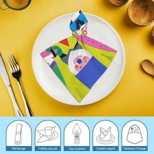 Servilletas de Tela Coloridas con Gnomos, Pack de 6 miniatura 7