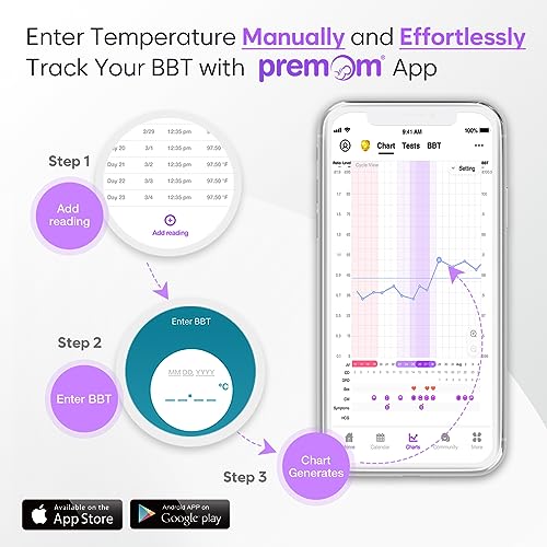 Easy@Home Digital Basal Thermometer with Large Backlight LCD Display, 1/100th Degree High Precision and Memory Recall, NOT Bluetooth Enabled,Upgraded EBT-100B-P (Purple) - Image 6