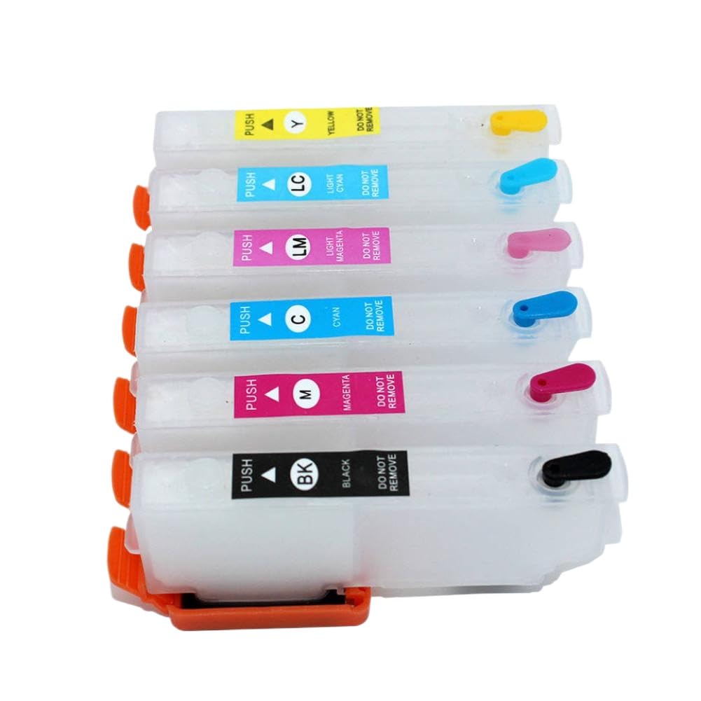 Juego de 6 Cartuchos de Tinta Recargables 277XL T2771-T2776 con Chip Compatible con Epson Expression Photo XP850 XP860 XP950 XP960 XP970