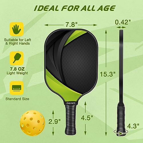 Image of Gonex Pickleball Paddles, USAPA Approved Graphite Pickleball Rackets with Comfort Grip, Carbon Fiber Pickleball Set of 2 /4 Paddles with 4 Balls, Portable Carry Bag