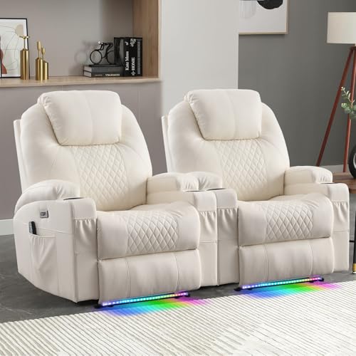 Power Recliner Chairs with Heat Massage & LED Lights