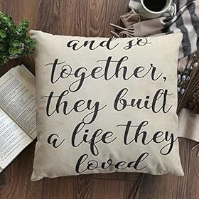 Fahrendom and So Together They Built a Life They Loved Farmhouse Décor Family Decoration Sign Cotton Linen Home… 51WP8FVmSmL. SS280