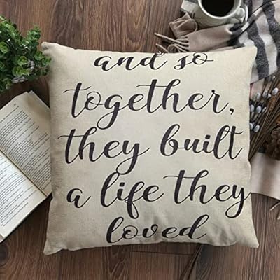 Fahrendom and So Together They Built a Life They Loved Farmhouse Décor Family Decoration Sign Cotton Linen Home… 51WP8FVmSmL. SS400