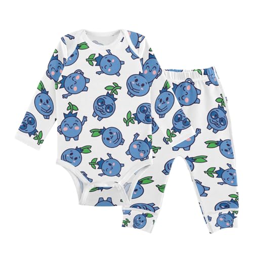 vvfelixl Baby Bodysuits Pants Sets Blueberry Different Emotion Long Sleeve Baby Onesie Clothes for Boys Girls 3-6M