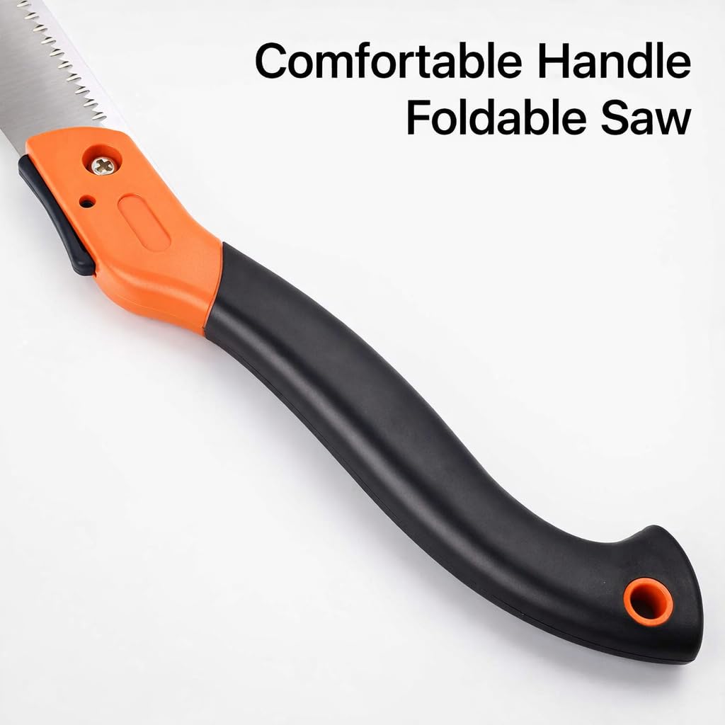 7Seas Foldable Hand Saw with 10 Inch Curved Blade, Fast Cutting Serrated Teeth, Hardened Steel Blade, Portable Pruning Saw for Garden Tree Cutting 4