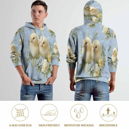 Sweat à capuche manches longues imprimé 3D avec poches chaudes - 5