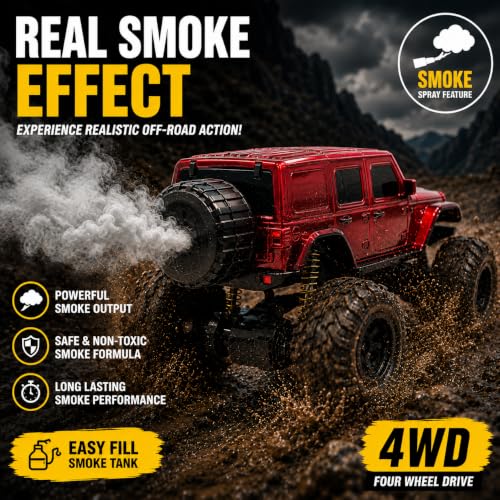 Image of Big Red Remote Control Car Toy | Thar Roxx | Smoke and LED Light | Monster Truck Remote Control 4x4 | Rechargeable Car | 2.4G Remote Control | High Speed | 100m Range | Birthday Gift for Kids