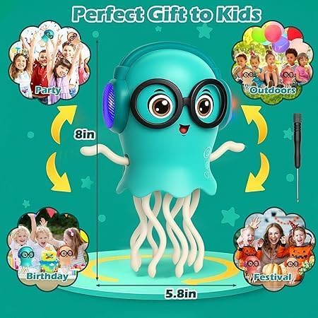 Image of Dancing Jellyfish Toy with Light Up Musical Features and 360 Degree Rotating Tentacles | Automatic Moving Cartoon Jelly Fish Toy for Kids Boys Girls (Multicolor) (Style 2)