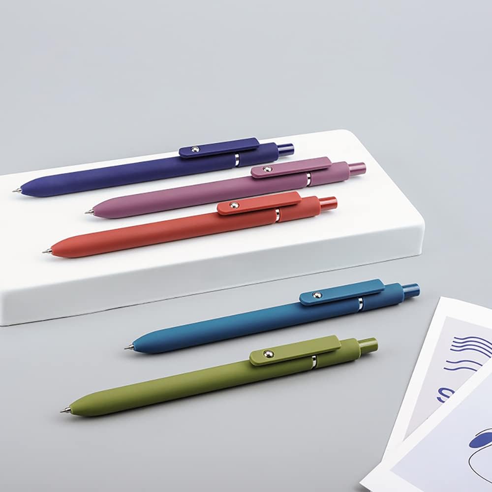 erofa 5PCS Gel Pens Quick Dry Ink Pens Fine Point 0.5mm Retractable Press Gel Pens Rolling Ball Black Ink Smooth Writing for Office School Student Exercise (Retro) image 2