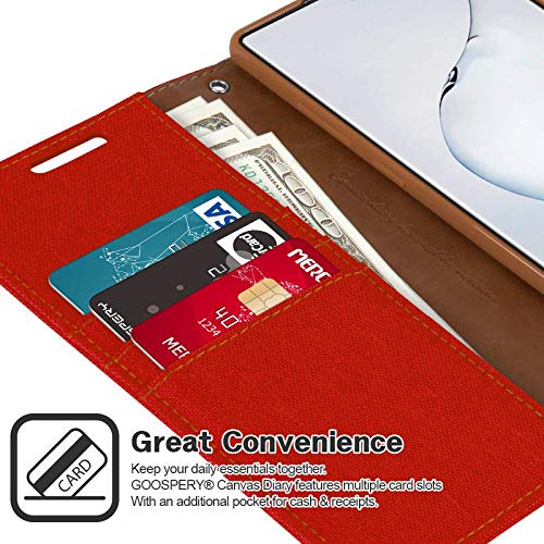 Image of ClickCase Canvas Series for Samsung Galaxy S24 FE 5G Cloth & Pu Leather Wallet Flip Case Kick Stand Magnetic Closure Flip Cover for Samsung Galaxy S24 FE 5G (Red)