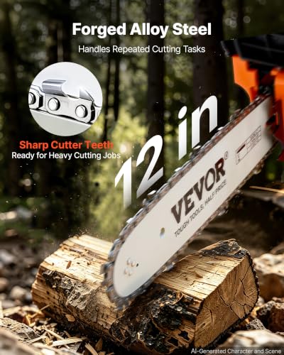 Image of VEVOR Bar & Chainsaw Chain Combo 12 inch 3 /8 inch Pitch 3 /8 inch Gauge 45 Drive Links
