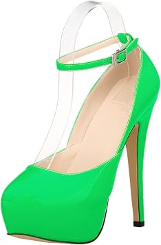 Womens Ankle Strap Open Peep Toe Extreme High Fashion Pointed Toe Hidden Platform Sexy Shoes Platform Stiletto High Heel Pumps Sandals for Wedding Prom Party,Green,38