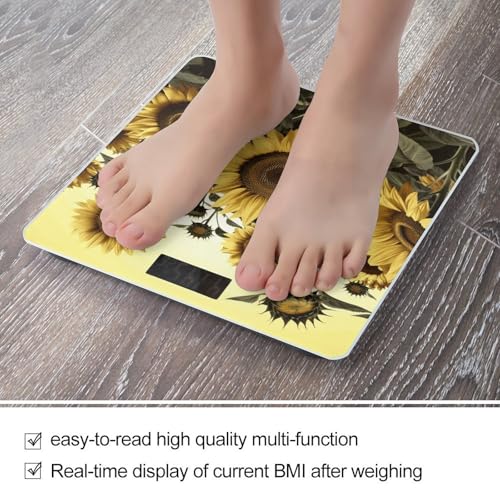 Balanza digital de baño con diseño floral amarillo miniatura 5