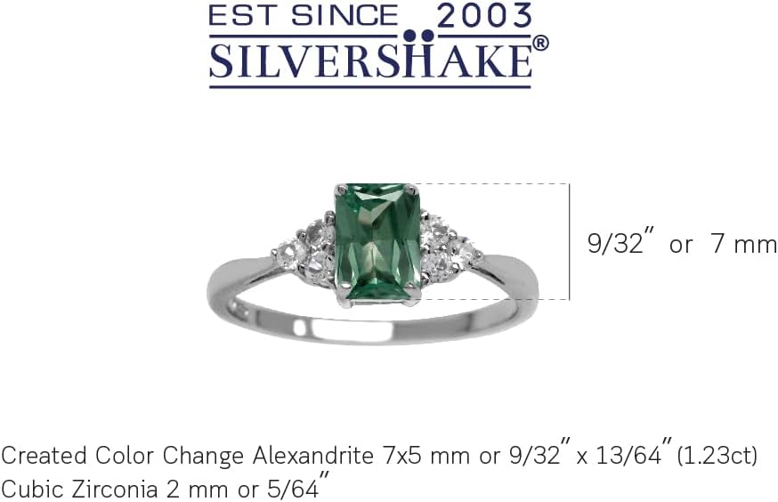 Silvershake 7x5mm Octagon Shape Birthstone Gemstone White Gold Plated or Yellow Gold Plated 925 Sterling Silver Engagement Ring Jewelry for Women - Image 3