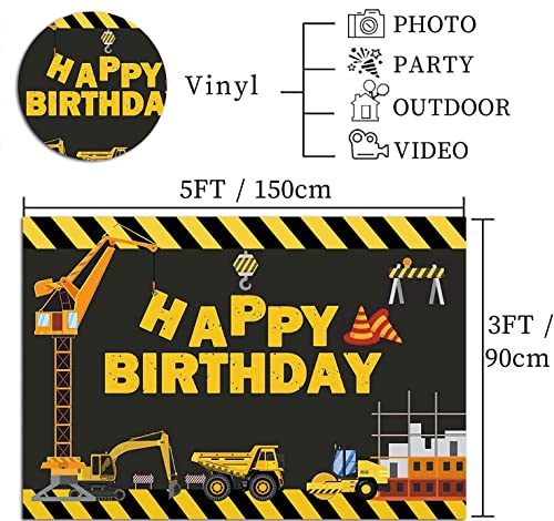 Digger Zone Dump Truck Birthday Party Background Baby Boys Indoor Outdoor Birthday Decor Banner Polyester 5x3ft Kids Construction Themed Birthday Party Backdrop Photo Booths Props Supplies by Fanghui - Image 6