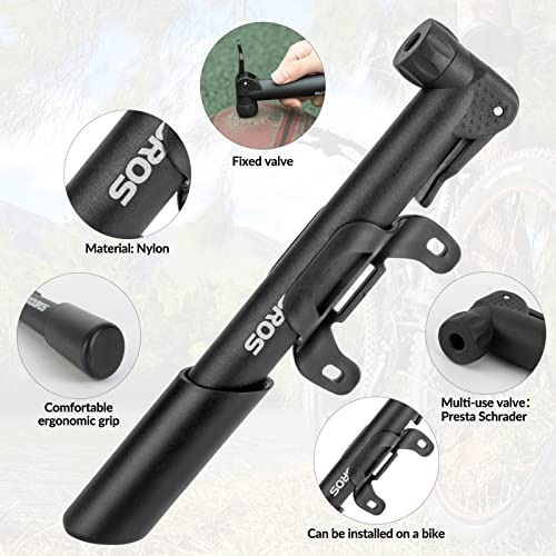 Image of ROCKBROS Portable Bike Pump Mini Hand Pump with Presta /Schrader Valve 80 PSI Bicycle Air Pump for Bikes (Road /Mountain), Electric Bikes & Balls