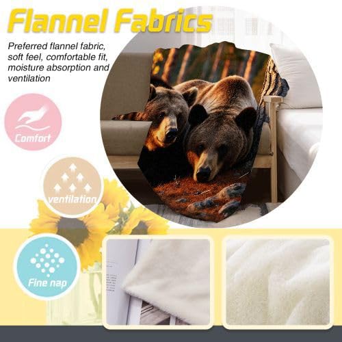 Mantas para Sofas Grandes 220x240 Oso Pardo Animal, Manta Termica Franela Mantilla Felpa para Cama 135/150, Mantitas Polar Suave y Cálida para Perro Mascota Habitacion Dormitorio_A1709