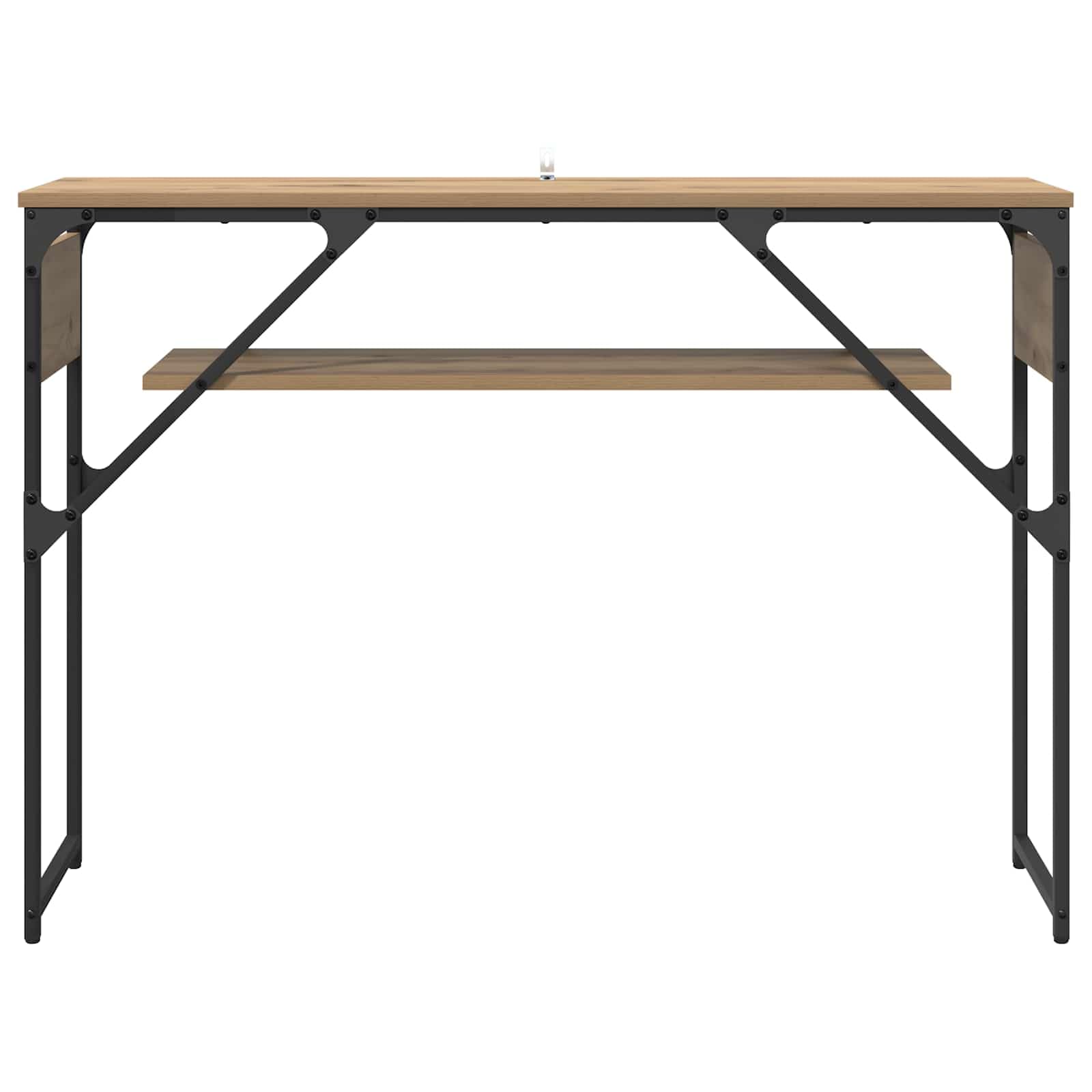 Tavolo consolle in rovere Artisan, con ripiano, 105 x 30 x 75 cm, telaio in metallo verniciato a polvere, spazio per soggiorno, casa, ufficio, studio