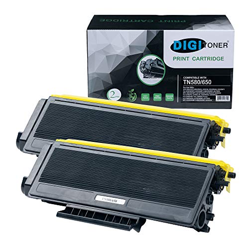 DIGITONER Compatible TN580 TN650 TN620 Toner Cartridge – TN-580 TN-650 TN-620 High Yield Toner Cartridge Replacement for Brother Laser Printer – Black [2 Pack]