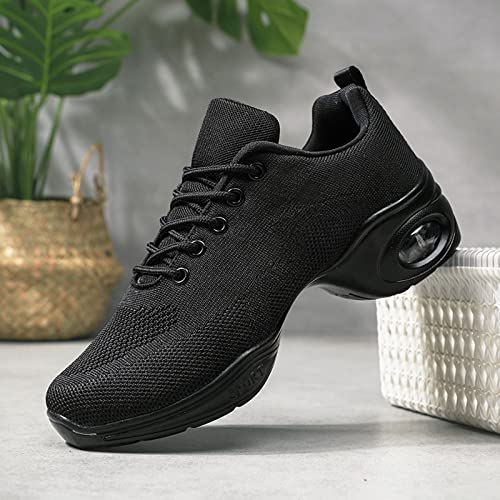 Womens Jazz Sneakers Lace-up Walking Shoes Split Sole Dance Shoes with Air Cushion Breathable Mesh Platform Shoes4