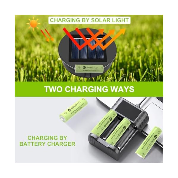 AA Ni-MH 600mAh 1.2V Rechargeable Batteries, AA Solar Batteries for Outdoor Solar Lights, Garden Lights, String Lights (12Pack AA) - Image 6