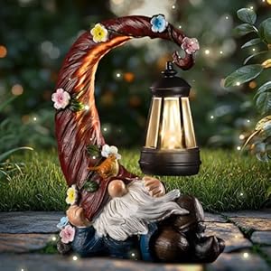 twinbling Garden Gnomes Outdoor Statues with Solar Light Funny Gnome Decor Gifts for Women Mom Gnomes Decorations for Home Patio Lawn Yard Garden Decor
