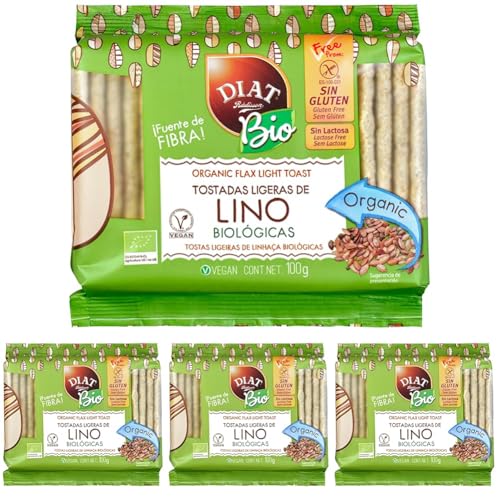 DIAT Radisson Tostadas de Lino BIO Sin Gluten | Tostadas Ligeras de Arroz, Maíz y Lino | Tostadas Ecológicas | Apto para Veganos | Producto Gluten Free | Producto Bio | Sin azúcar añadido