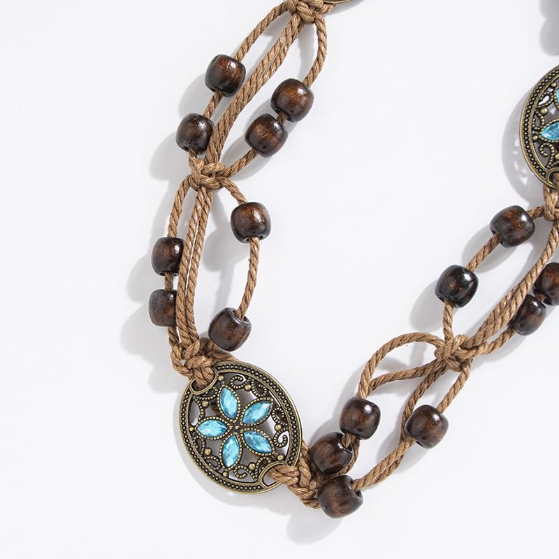 M CNBOME Adjustable Bohemian Hand-woven Rope Waist Belt for Women2