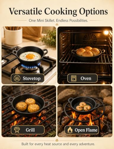 Set of 6 Mini Cast Iron Skillets with Handle thumbnail 7