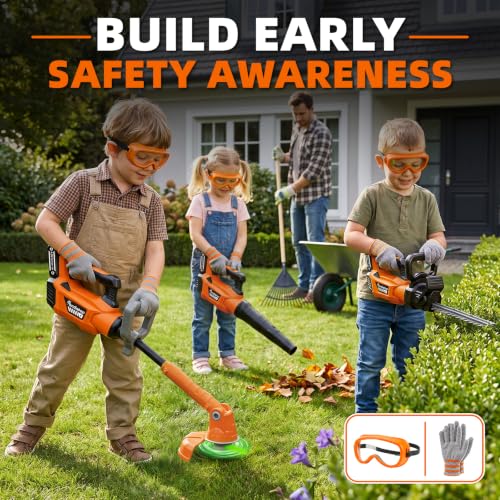 Image of Pandapop 3-in-1 Kids Leaf Blower, Weed Wacker & Hedge Trimmer Toy