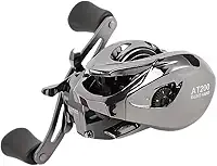 Carretilha de Pesca AT200 para Destros, Design Ergonômico, Cinza e Preto