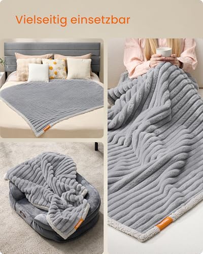 Feandrea Hundedecke, wasserdichte Decke, XXL, 203 x 152 cm, für große, extra große Hunde, beidseitig verwendbar, Hundesofa waschbar, Taubengrau-hellgrau PPB038G01