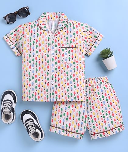 Image of Toonyport Kids Cotton Print Pyjama Set, Short Sleeve Shirt with Shorts