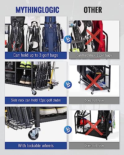 Image of Mythinglogic Golf Storage Garage Organizer, Golf Bag Storage Stand, Sports Equipment Garage Organizer,Garage Ball Storage for Sports Gear and Toys