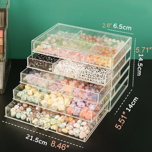 YUFONG Earring Storage Box Organizer 5 Drawers Jewelry Organizer Acrylic Jewelry Storage Box Holder Compartment Transparent Display Storage Case Gift for Women Girls (30 Girds) by YUFONG - Used condition - Image 5