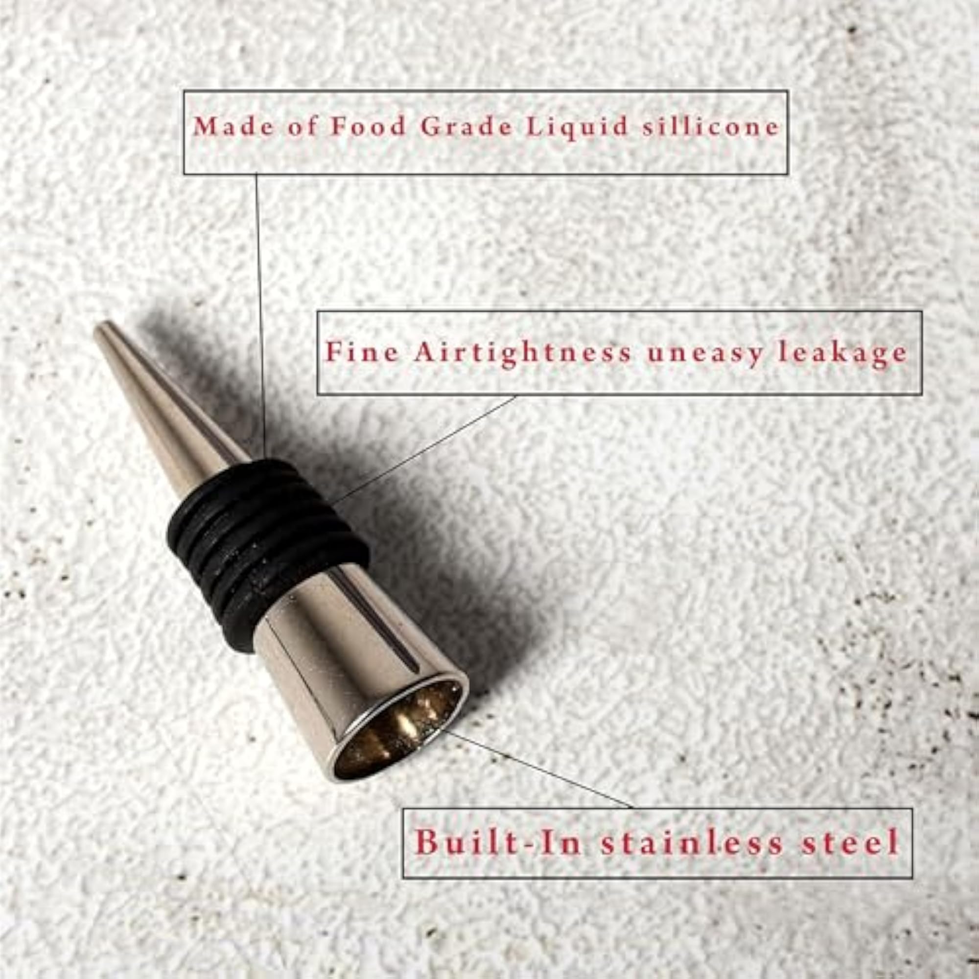 Ceramic Wine Bottle Stopper, Black Bottle Cork Sealer