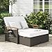 GIANTEX Rattan Lounge Möbel Set Outdoor, Rattan Sofa 2 Sitzer mit Schlaffunktion, Gartensofa mit Hocker, Garten Doppelliege mit Seitenablagen, Gartenlounge Loungebett platzsparend mit Stauraum
